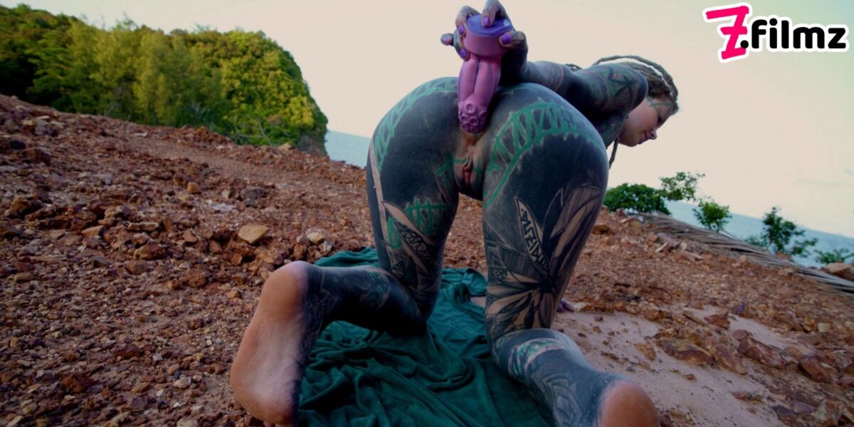 TATTOO teen PUBLIC ANAL masturbation and PISS