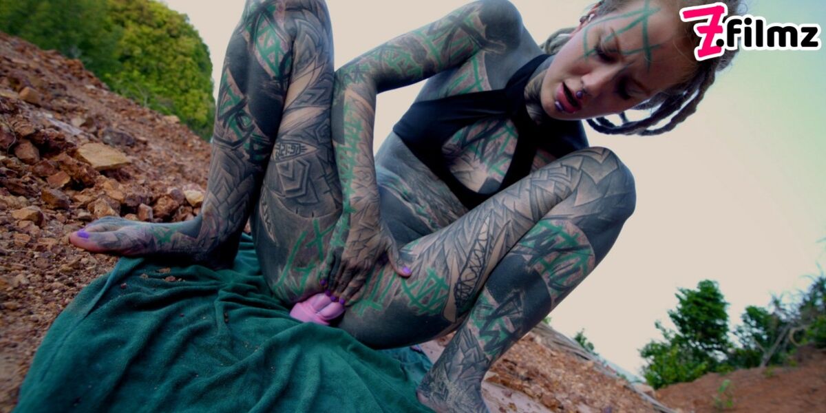 TATTOO teen PUBLIC ANAL masturbation and PISS