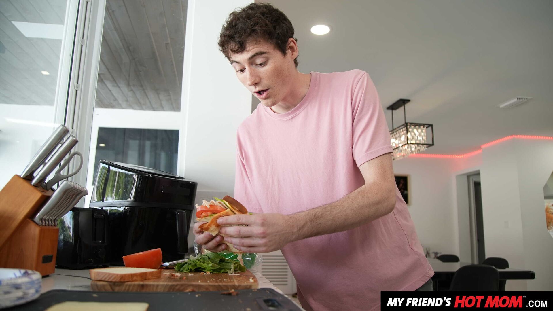 Sexy Milf Katalina Kyle gets a cock meat sandwich from her son's friend