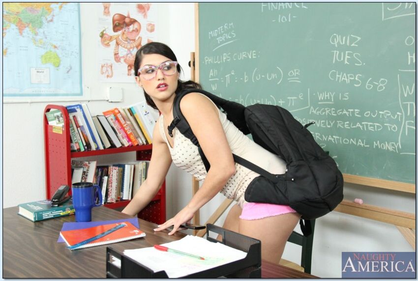 Scarlet Banks fucking in the classroom with her innie pussy
