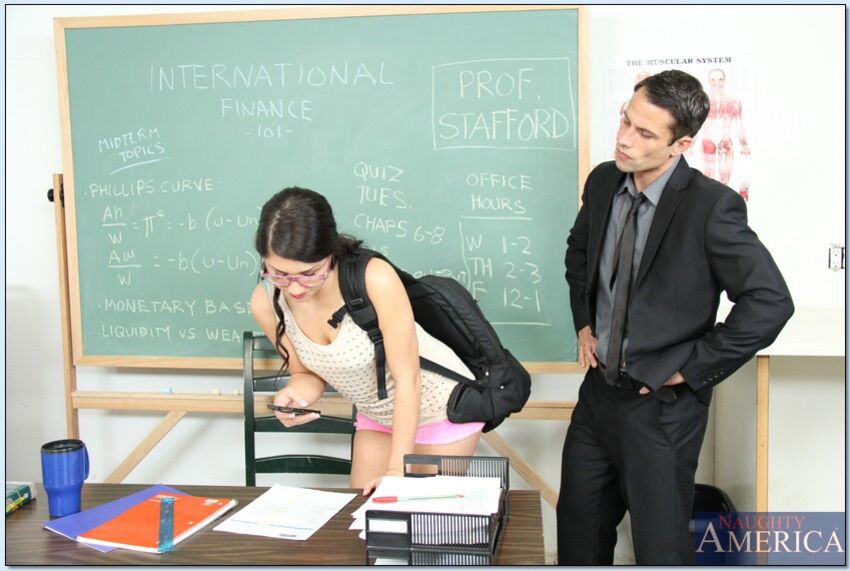 Scarlet Banks fucking in the classroom with her innie pussy