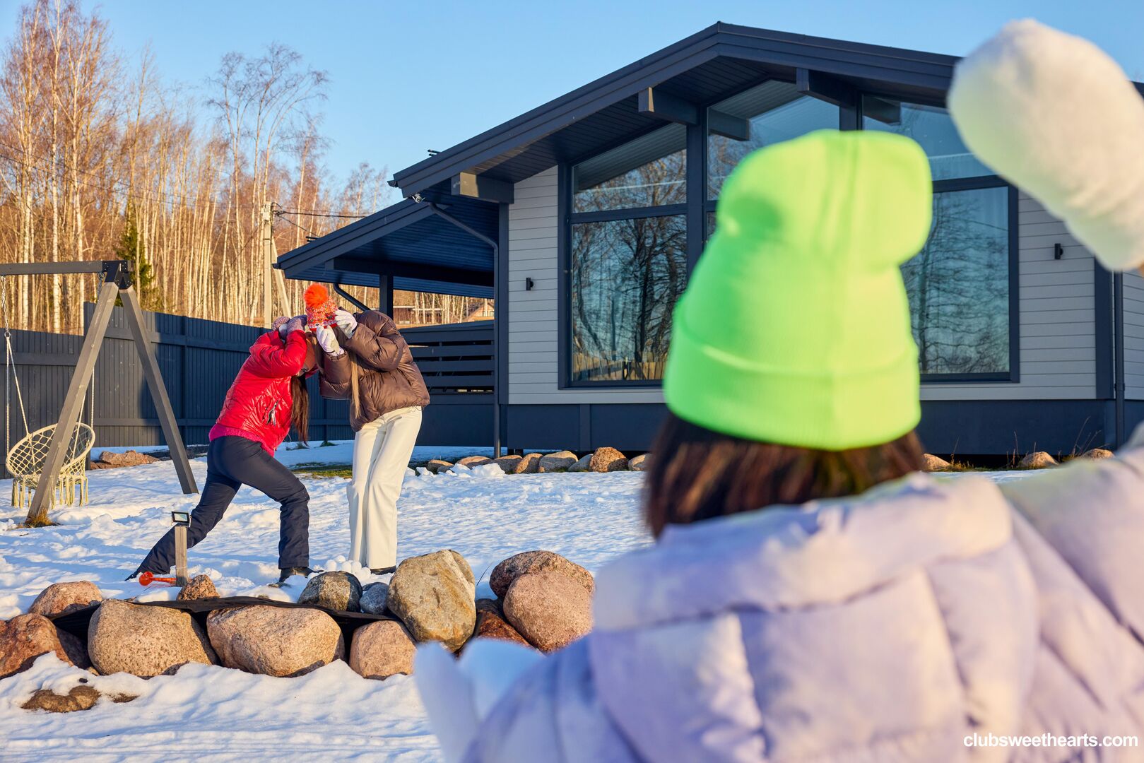 Playful girls love winter