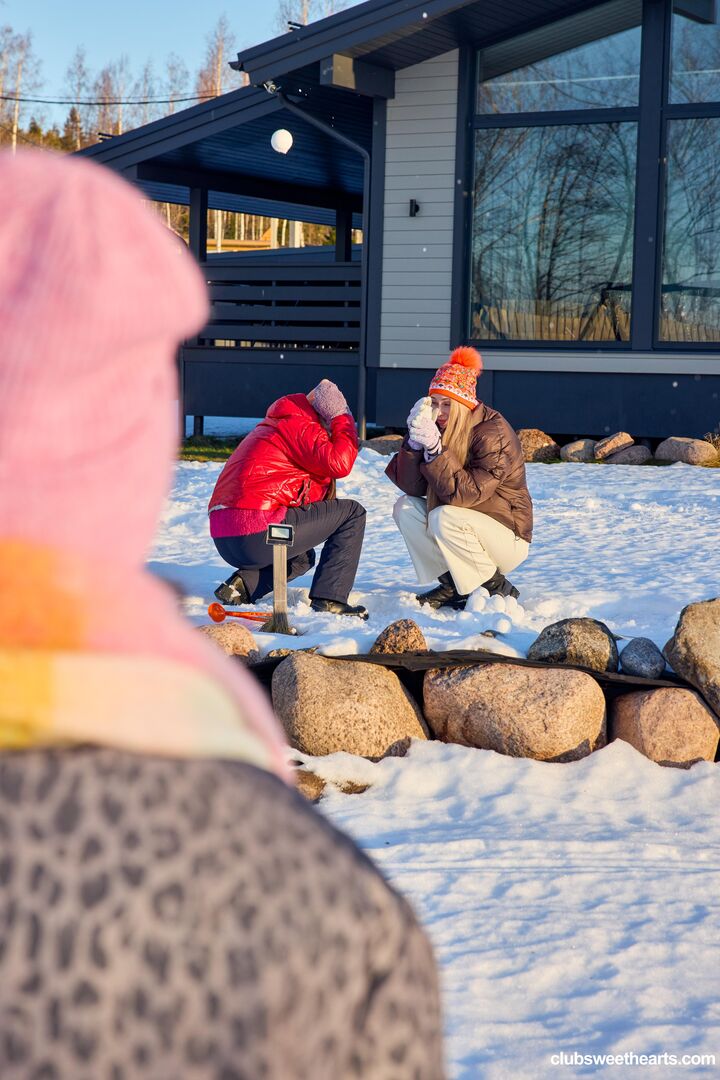 Playful girls love winter