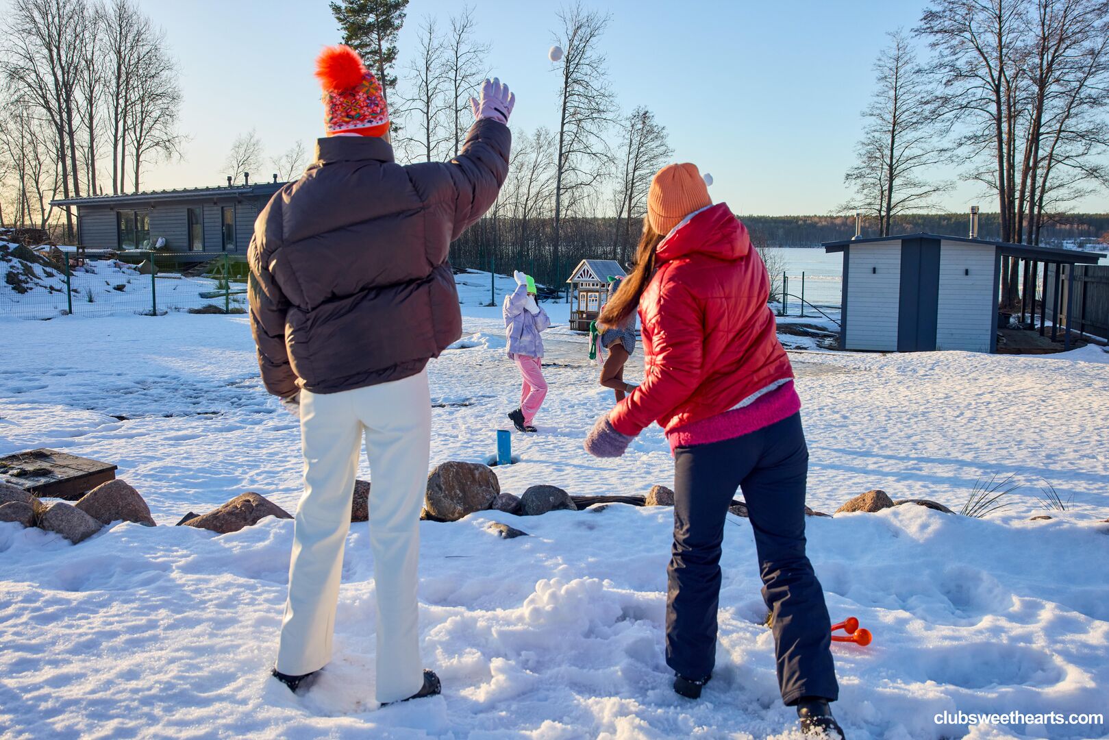 Playful girls love winter