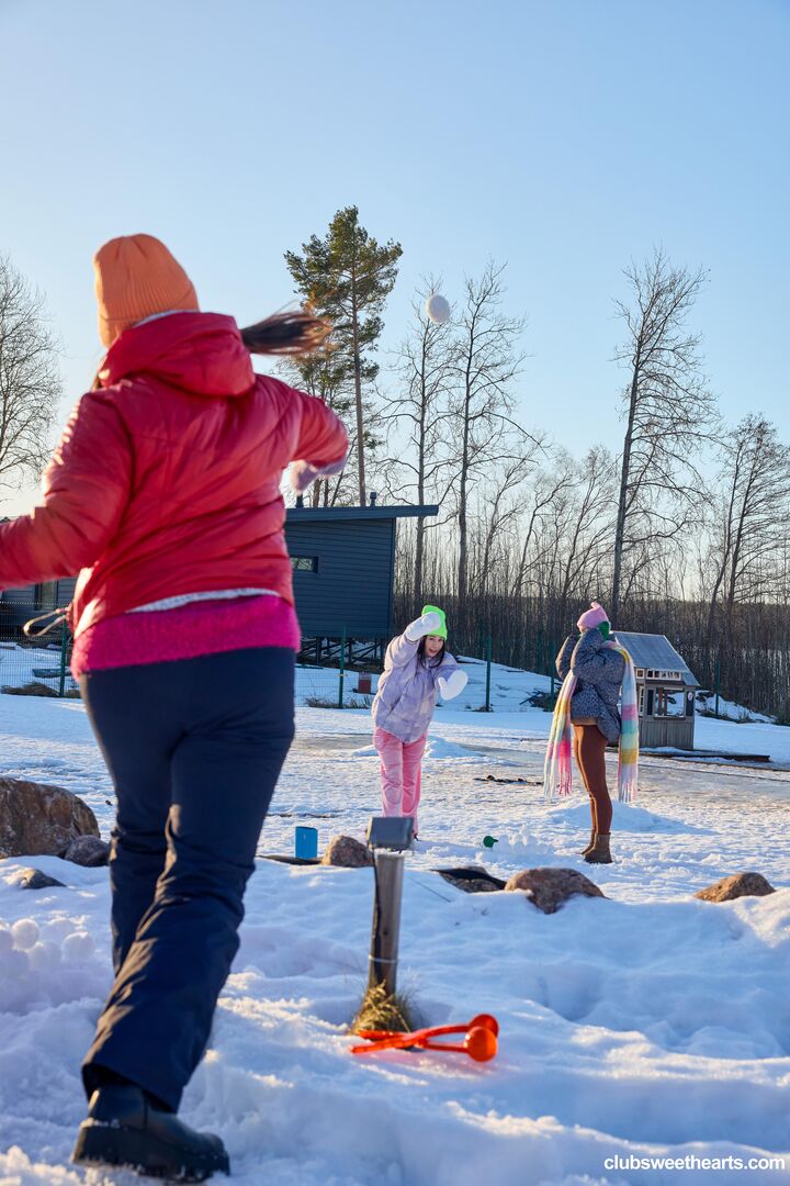 Playful girls love winter