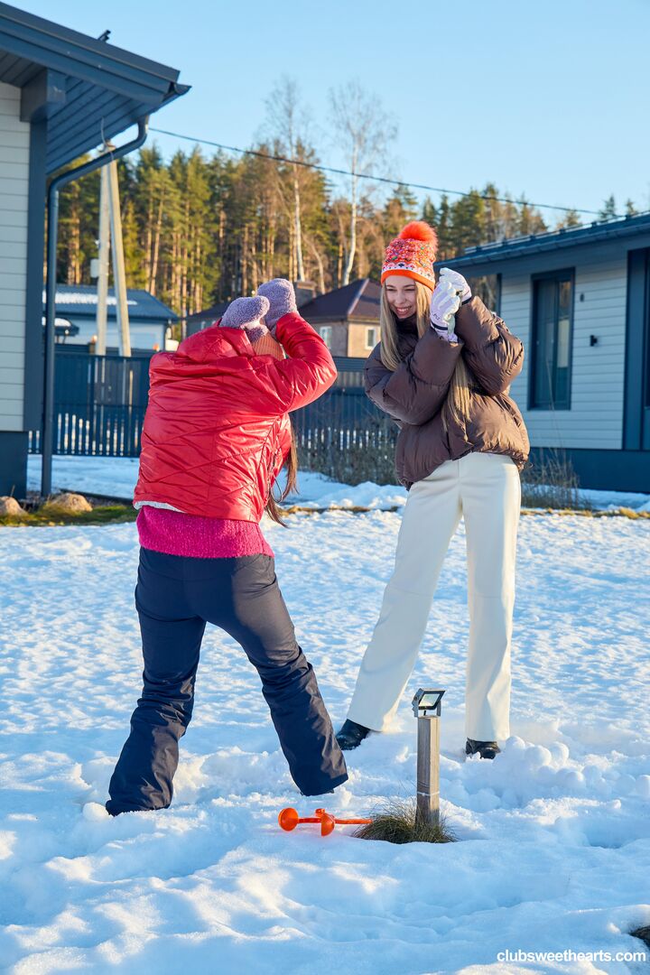 Playful girls love winter