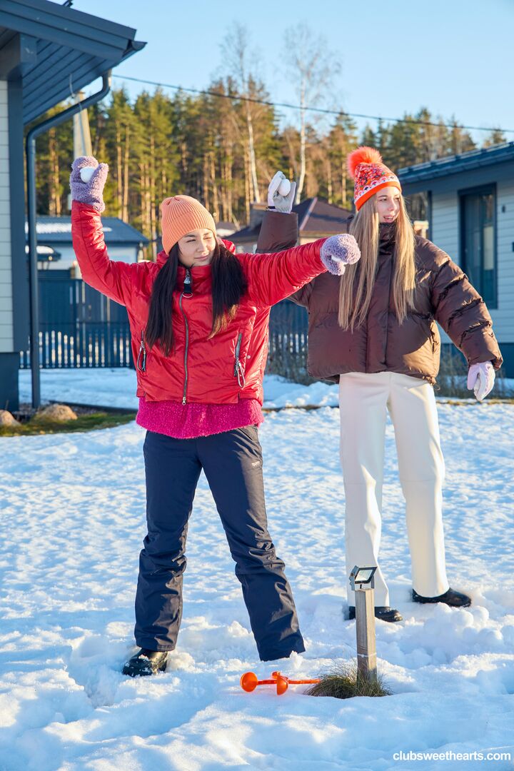 Playful girls love winter