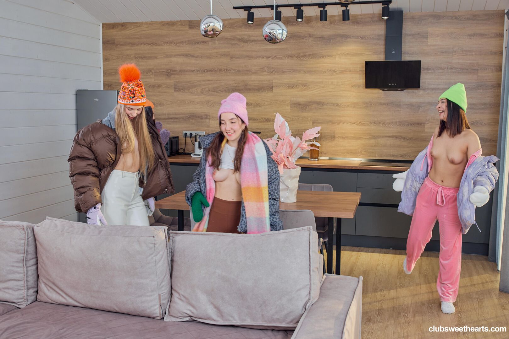 Playful girls love winter