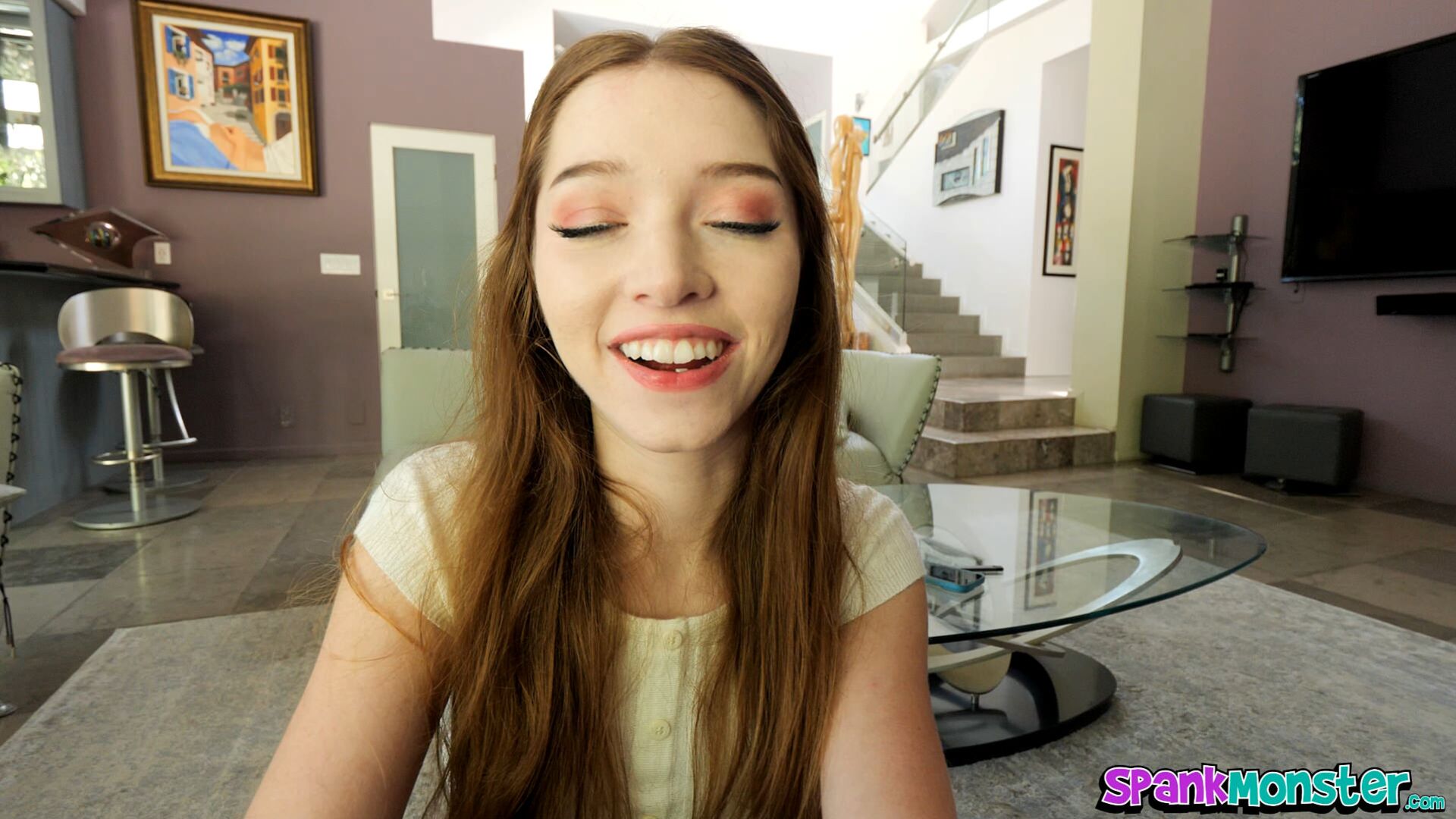 21 Year Old Petite Myra Moans Stuffs Her Mouth And Pussy With Big Dick