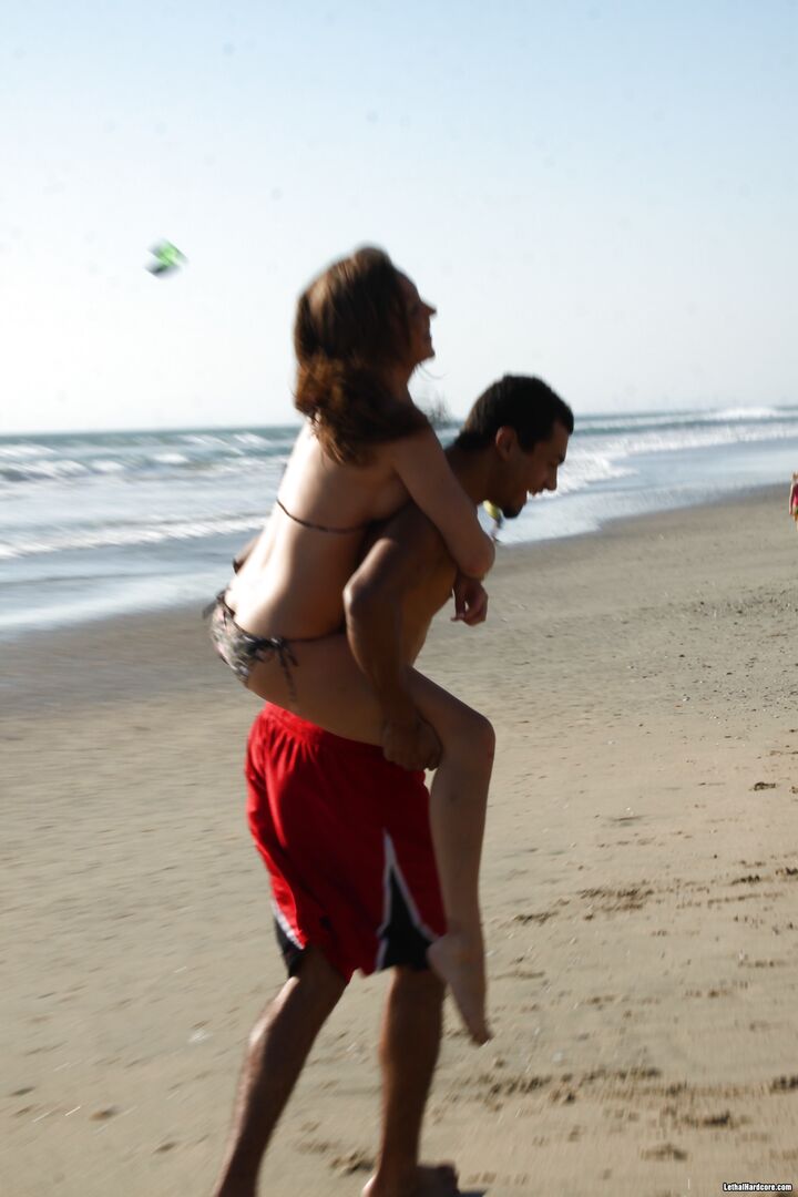 Beach Blanket Pickup Artist Seduces Willing Busty Teen