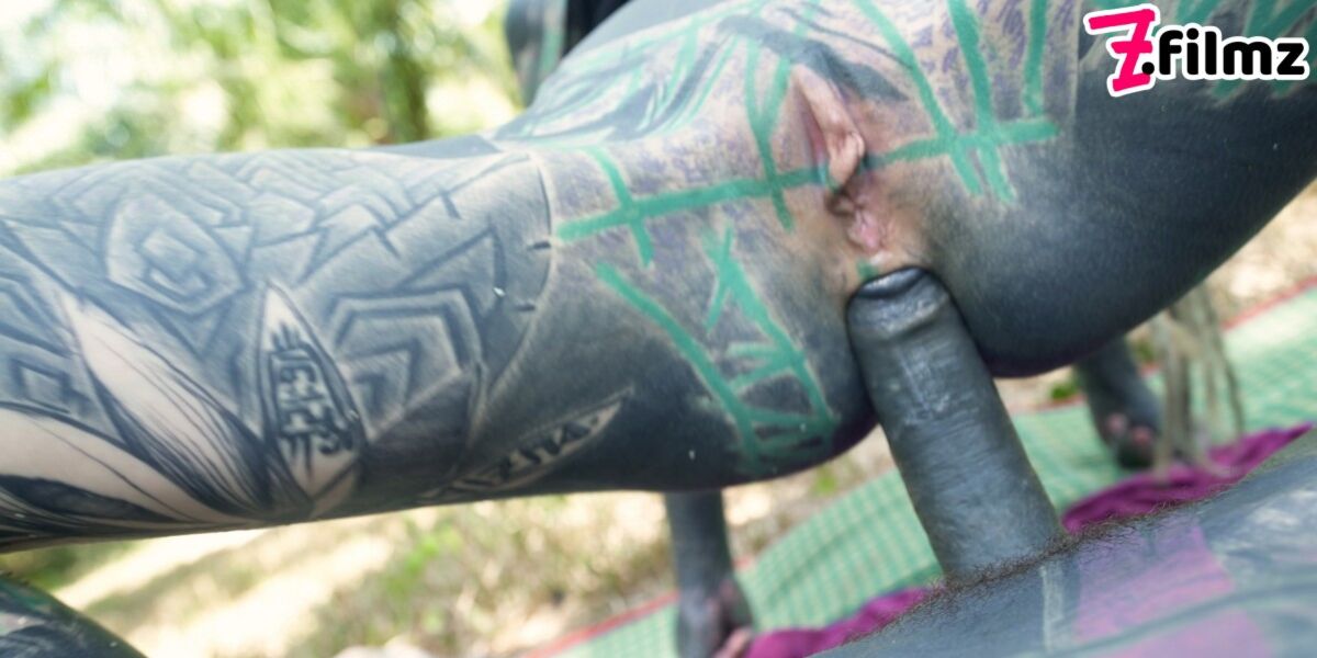 ANAL picnic in PUBLIC - TATTOO couple outdoor FUCK