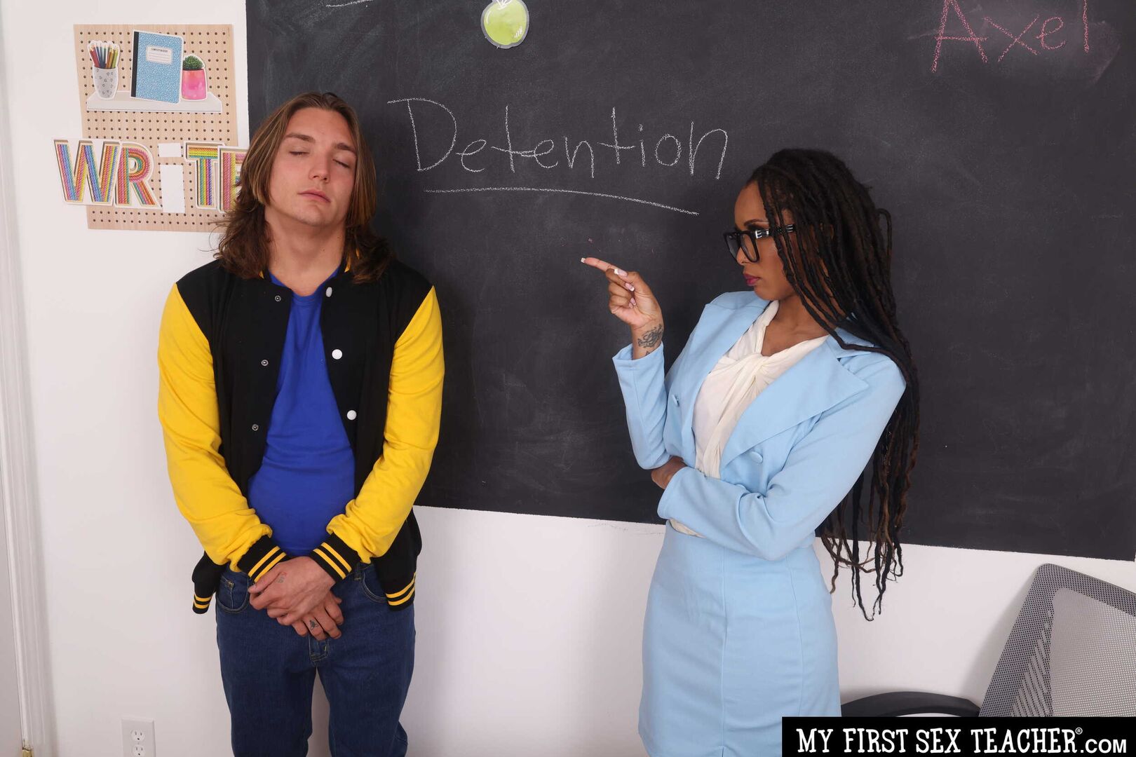 Professor Cali Sweets has some alone time with her student in class