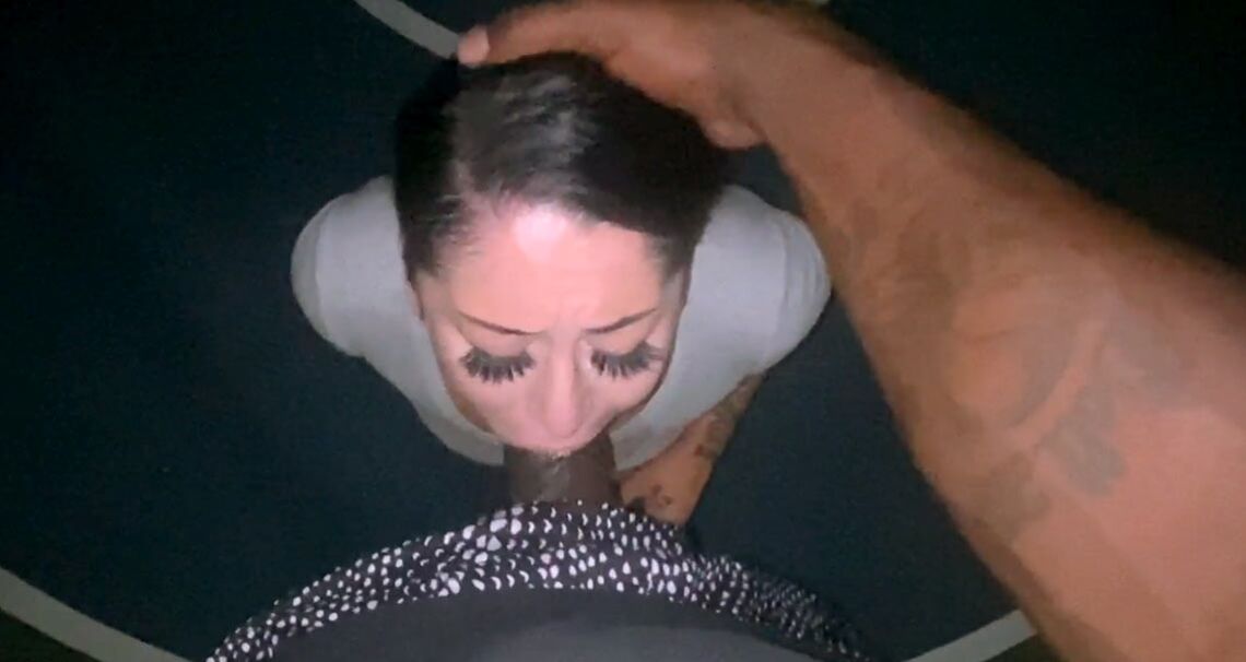 Outdoor night blowjob