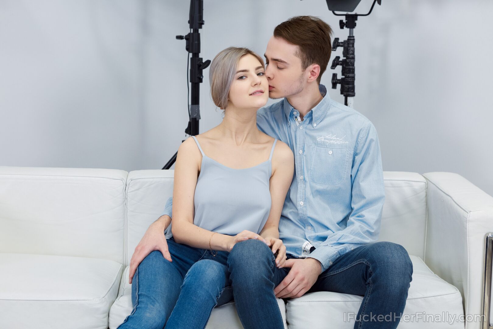 Fragile blonde rides dick on cam