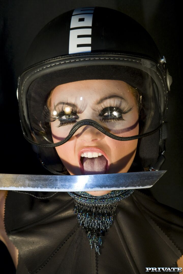 Terri Wears Her Helmet While Getting Double Penetrated by Two Guys