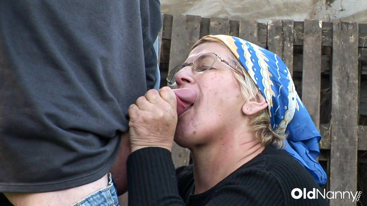 GRANDMA FUCKS IN THE GARDEN WITH A CO-WORKER