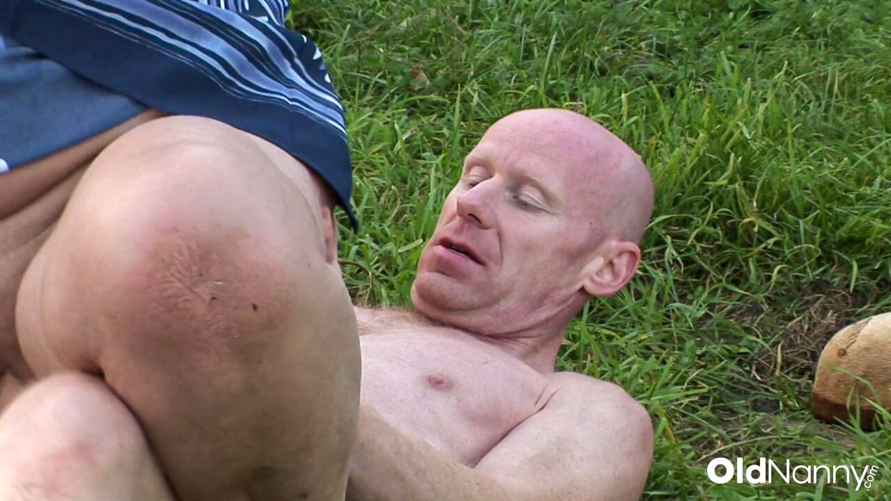 GRANDMA FUCKS IN THE GARDEN WITH A CO-WORKER