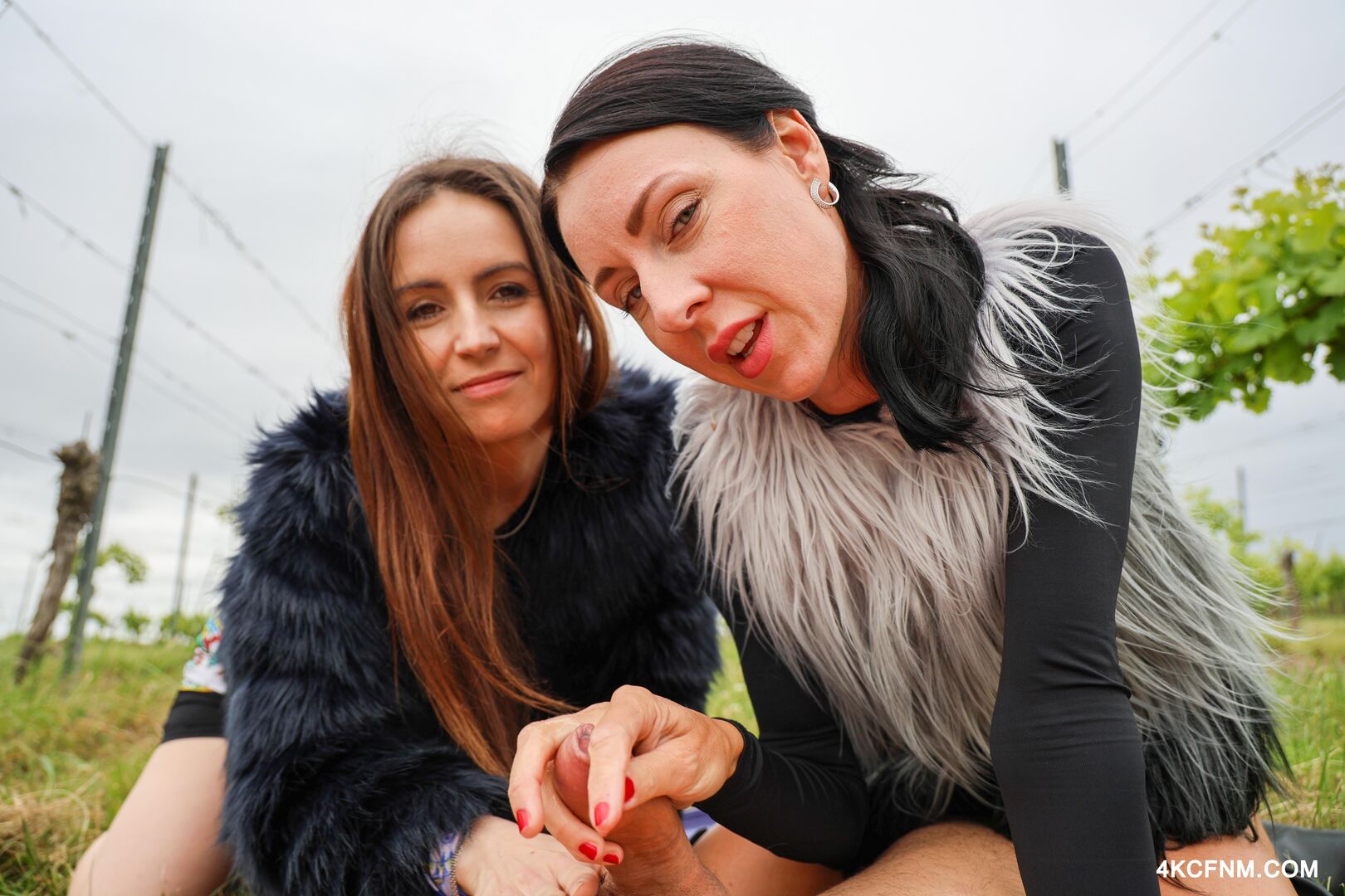 Two vixens wild outdoor romp