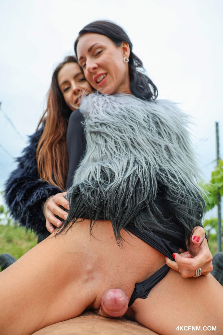 Two vixens wild outdoor romp