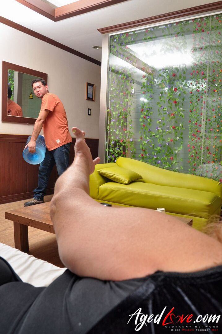 GRANNY PAYING BILL FOR WATER SERVICE MAN