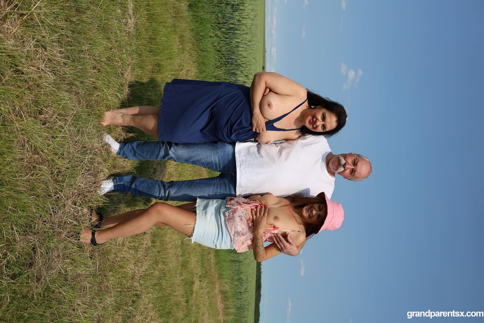 Outdoor sex with older couple