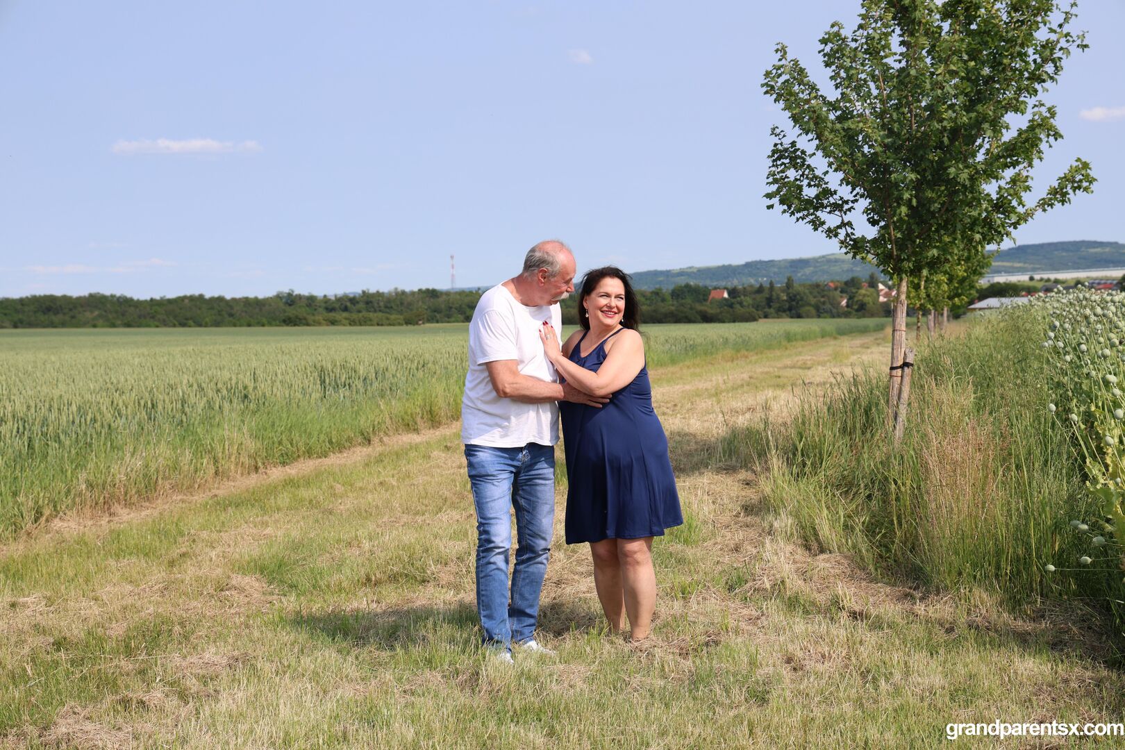 Outdoor sex with older couple