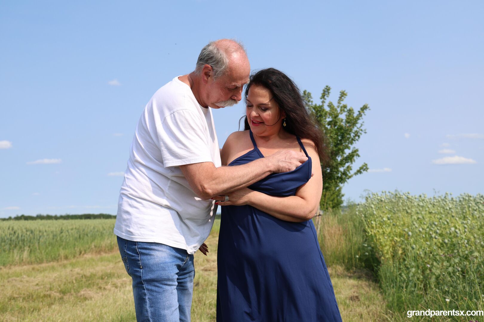 Outdoor sex with older couple