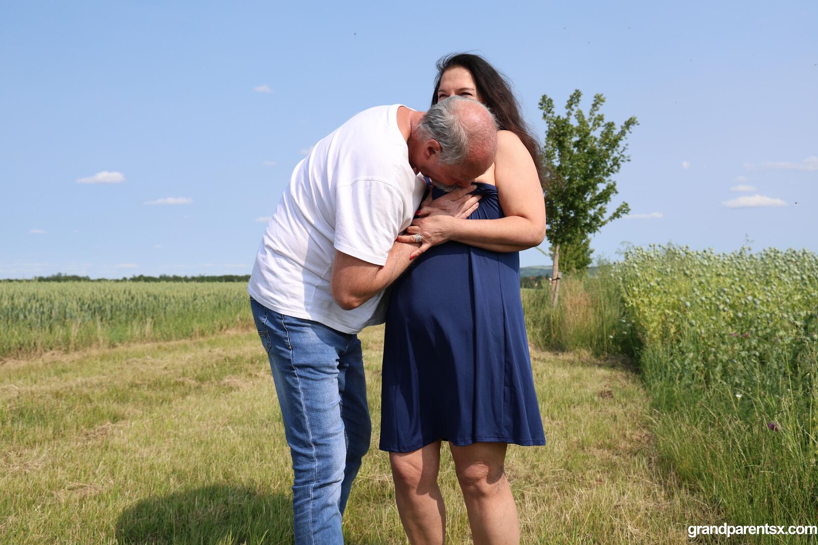 Outdoor sex with older couple