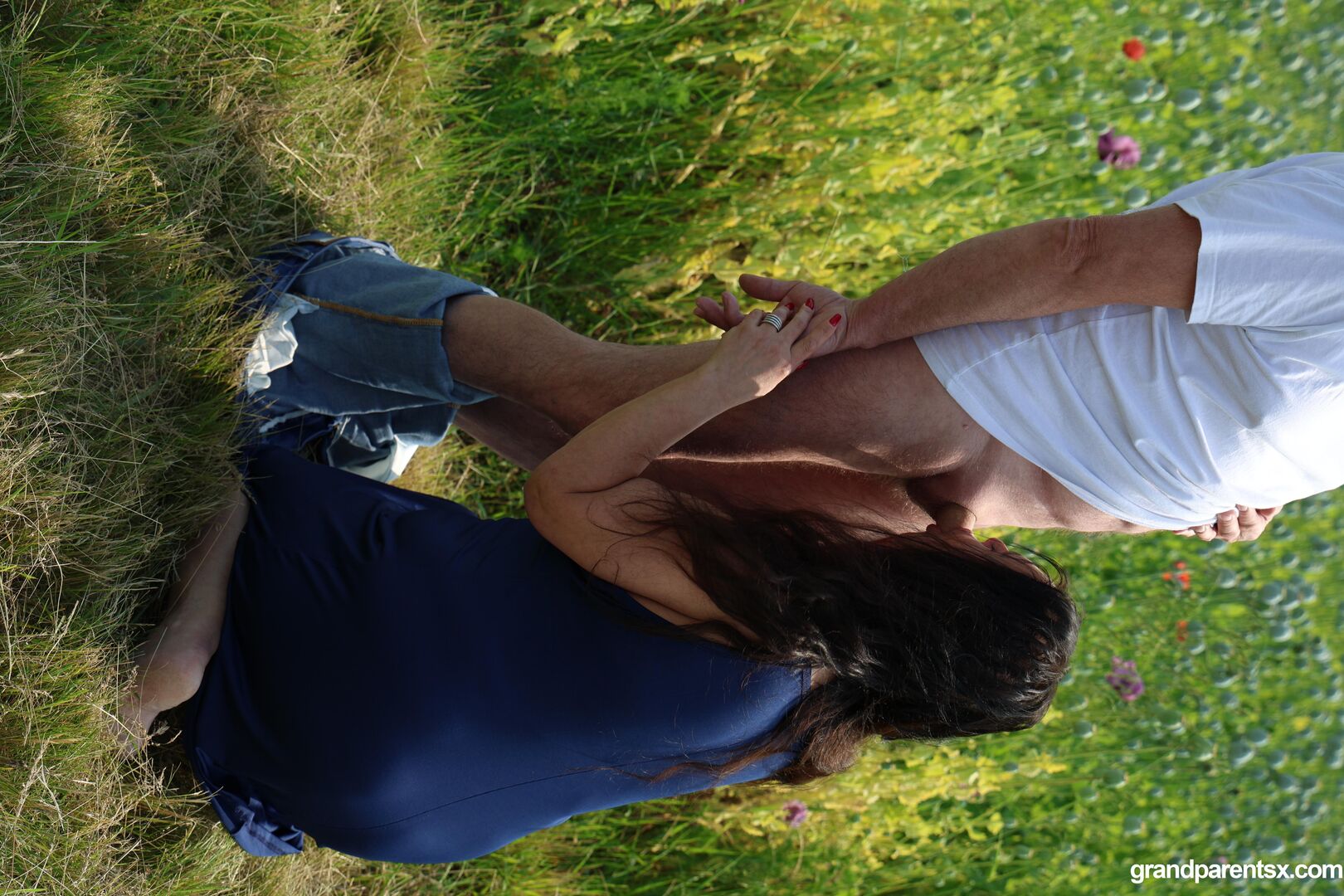 Outdoor sex with older couple