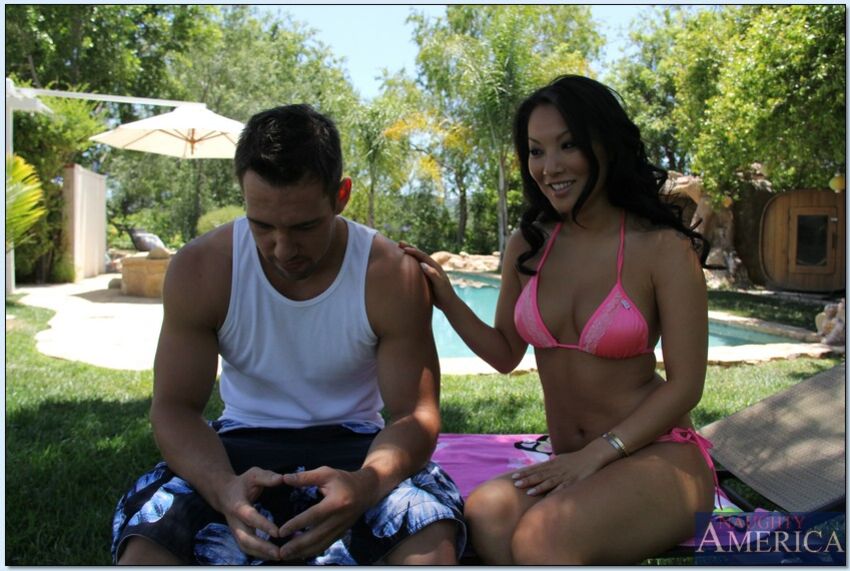 Asa Akira fucking in the backyard with her tattoos