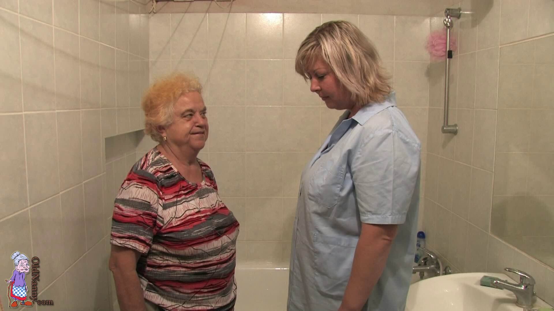 HERMINE GETTING BATHED BY HER CARETAKER