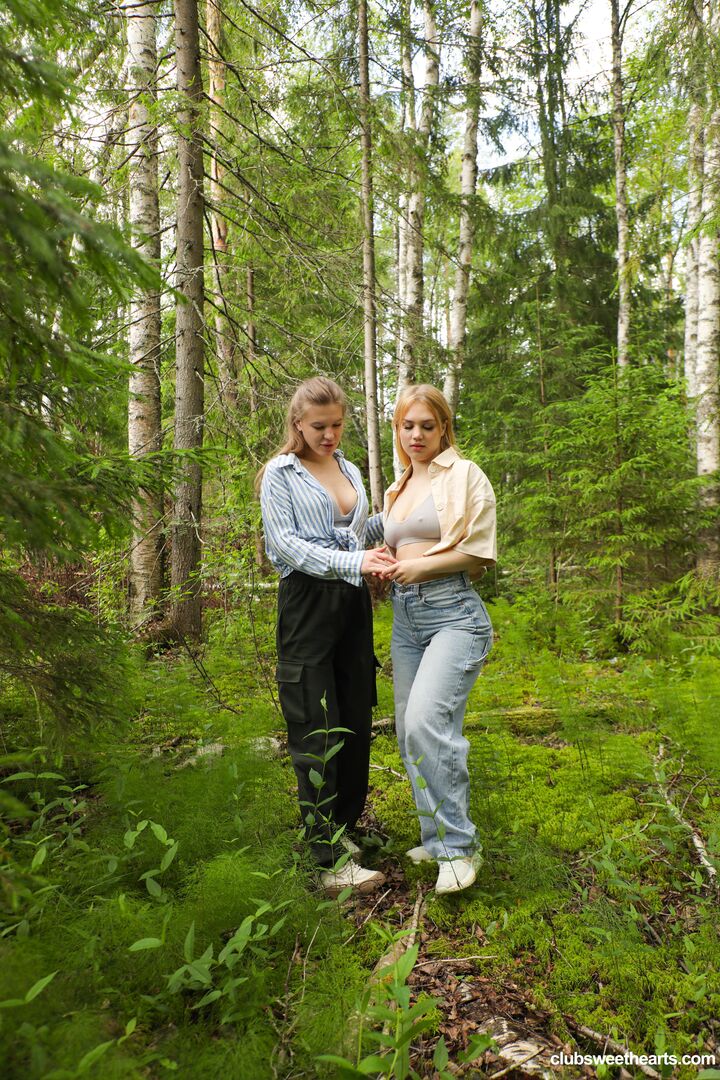 Sexy Doll & Ashley Wilde wet in the woods