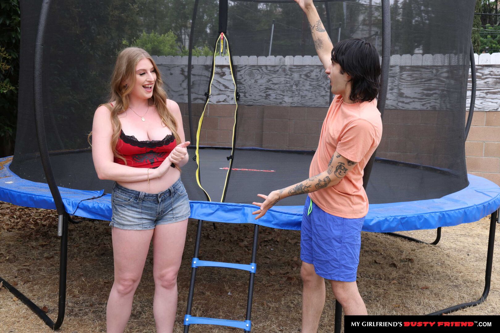 Busty Ember Springs bounces on her friend's boyfriend's cock