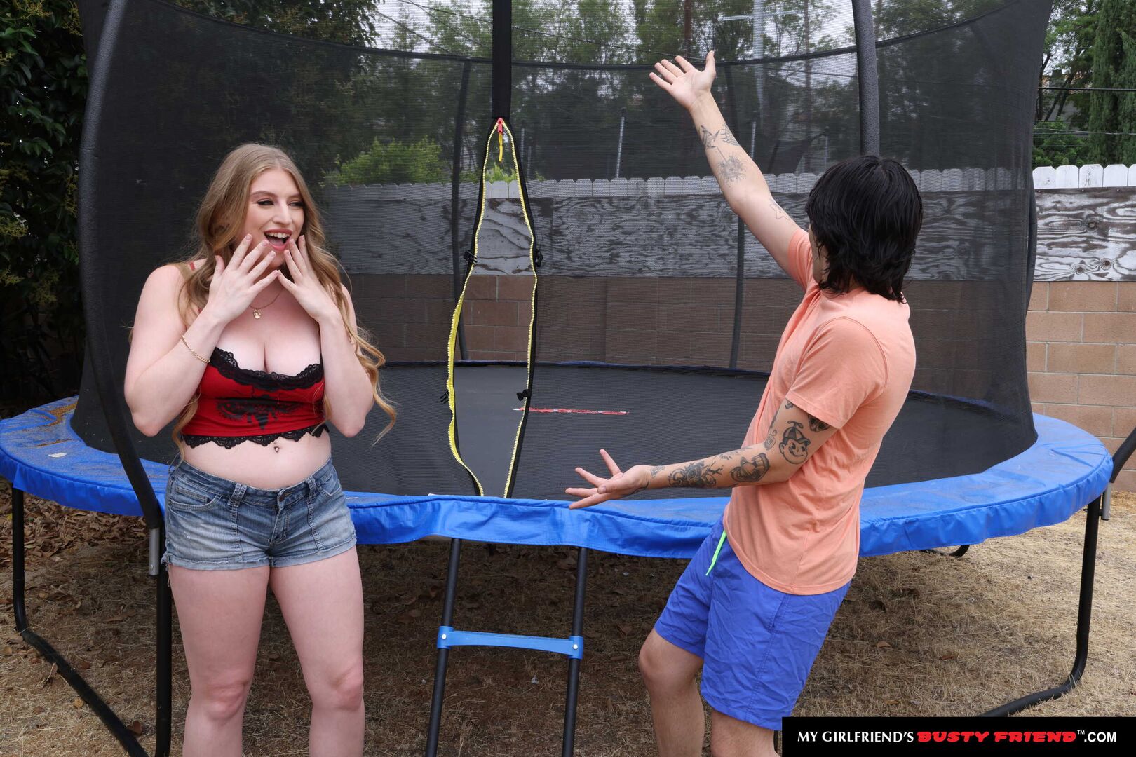 Busty Ember Springs bounces on her friend's boyfriend's cock