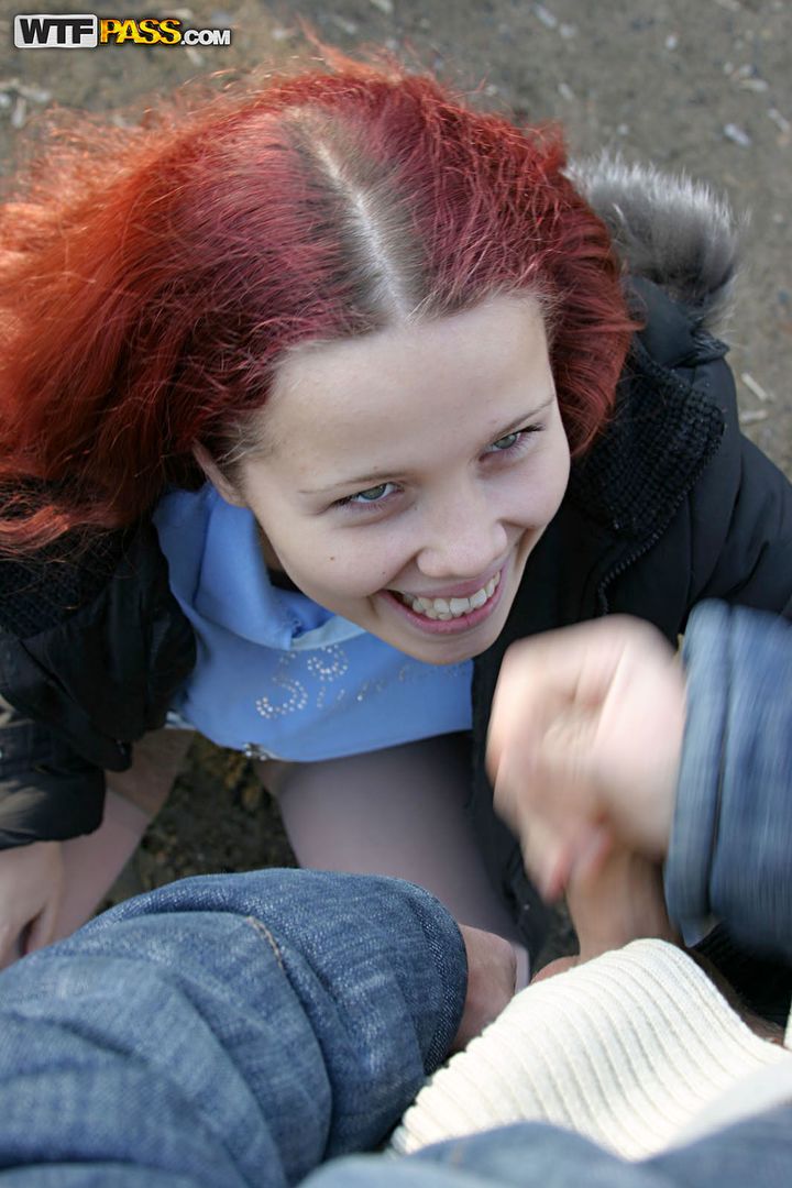 Real facial for busty redhead girl