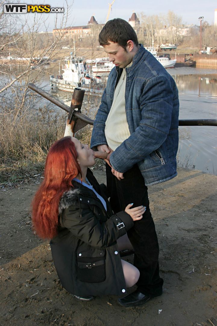 Real facial for busty redhead girl