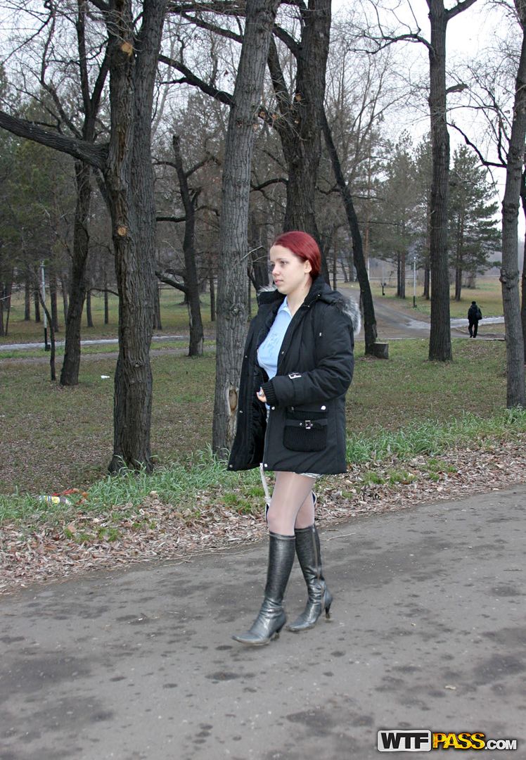 Real facial for busty redhead girl
