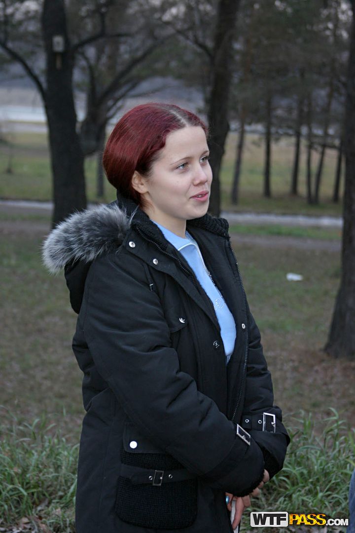 Real facial for busty redhead girl