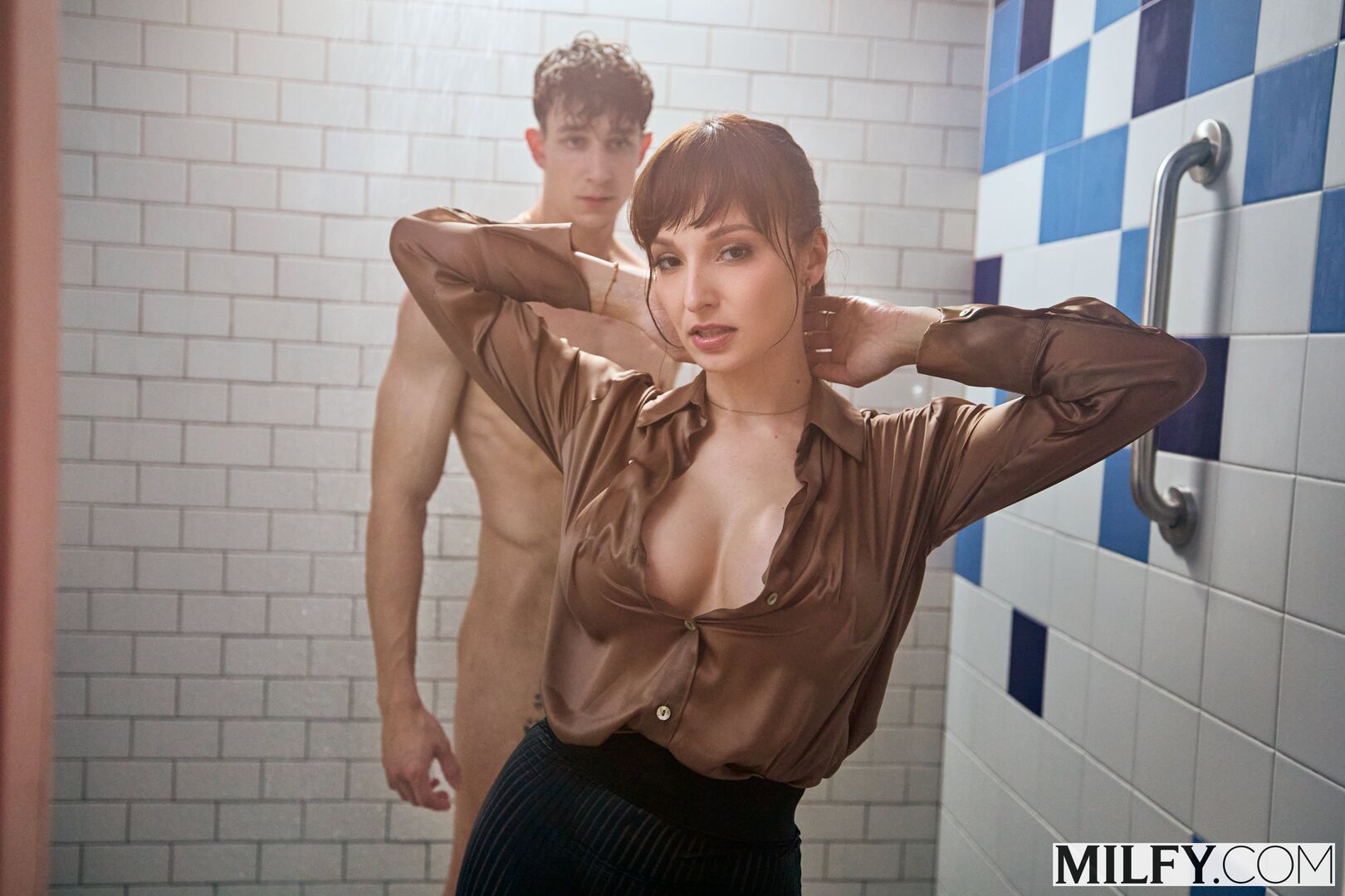 Naughty MILF Lexi Seduces Young Stud In Shower