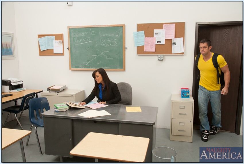Lisa Ann fucking in the classroom with her lingerie