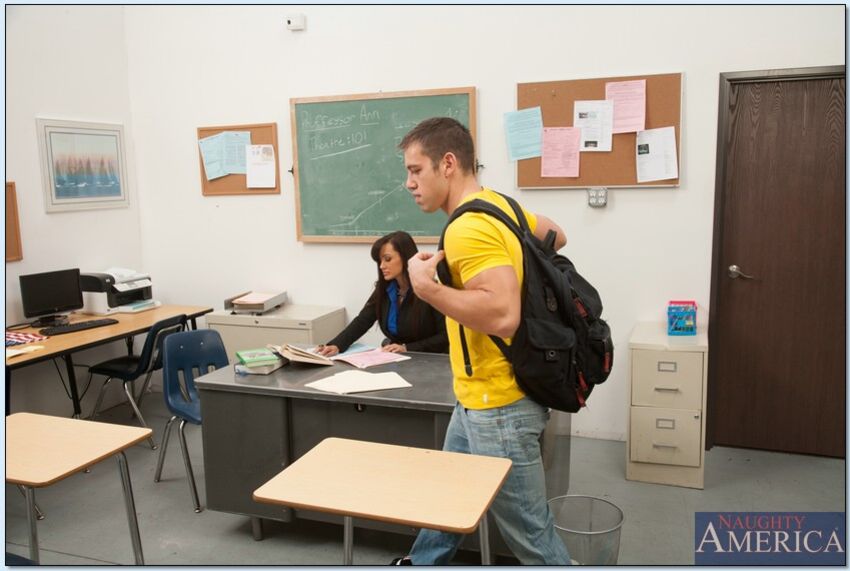 Lisa Ann fucking in the classroom with her lingerie
