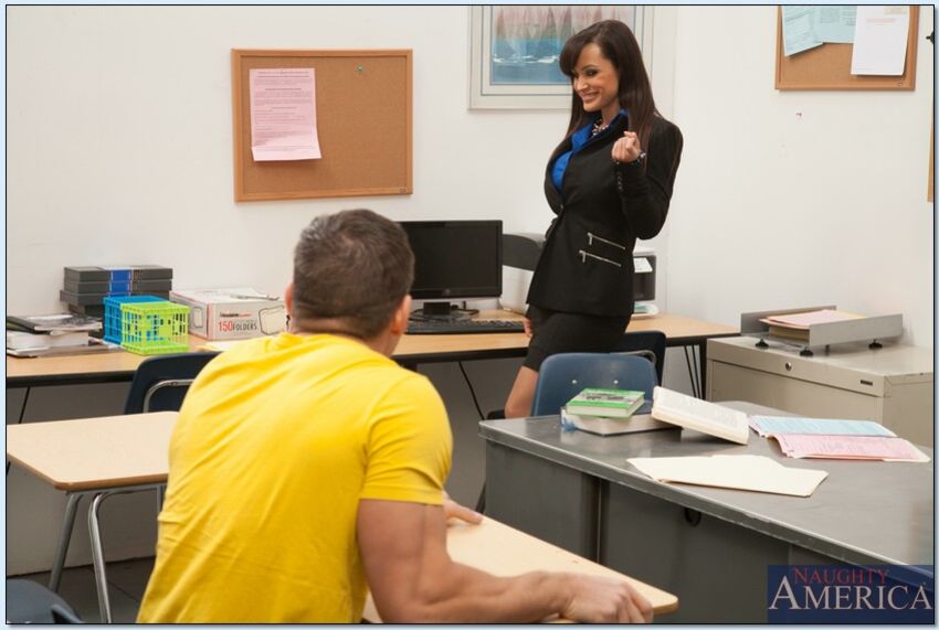 Lisa Ann fucking in the classroom with her lingerie