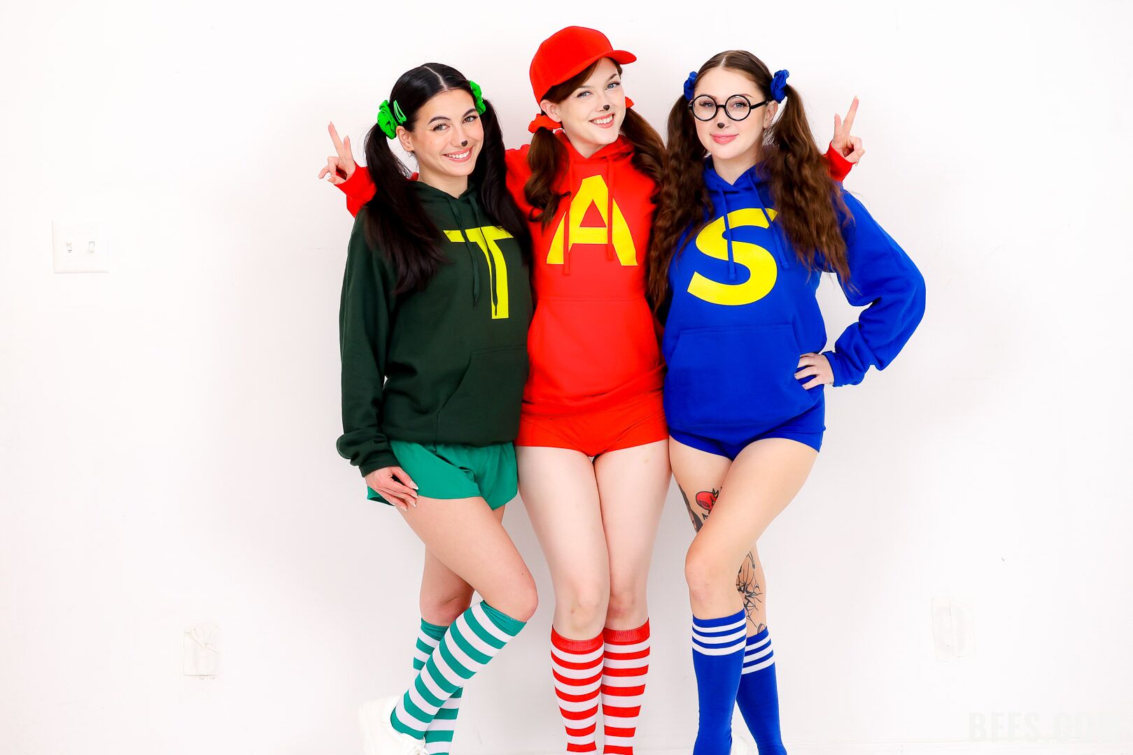 “We’re the Clitmunks!” Three Friends Share a Big Cock for Halloween