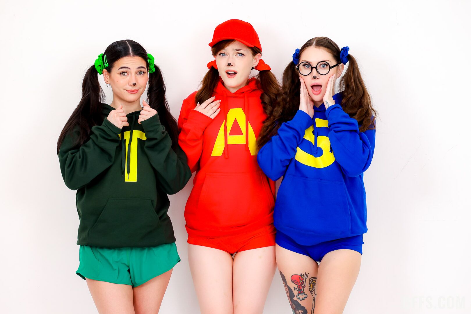 “We’re the Clitmunks!” Three Friends Share a Big Cock for Halloween