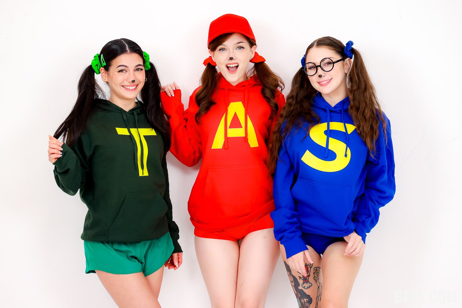 “We’re the Clitmunks!” Three Friends Share a Big Cock for Halloween
