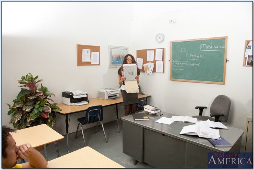 Ariella Ferrera fucking in the classroom with her big tits