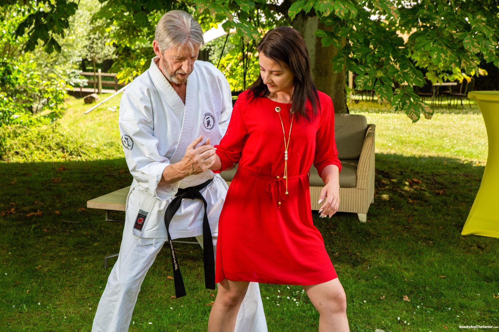 Outdoor karate practice