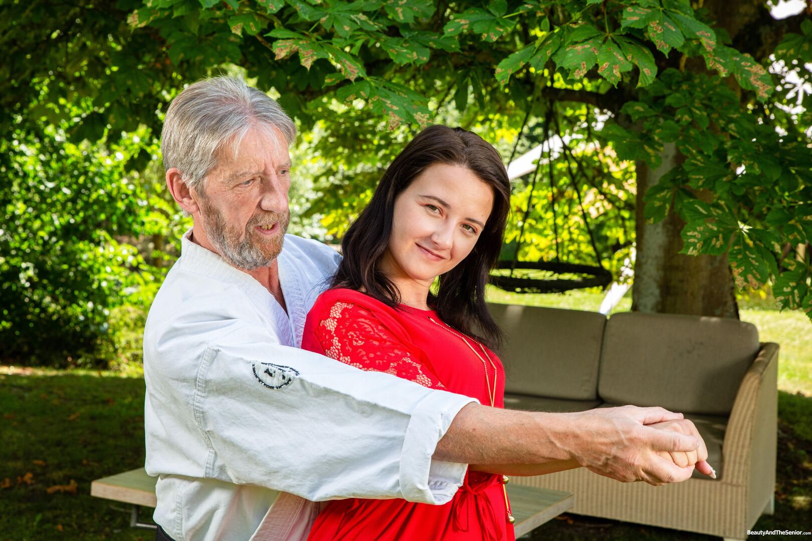 Outdoor karate practice