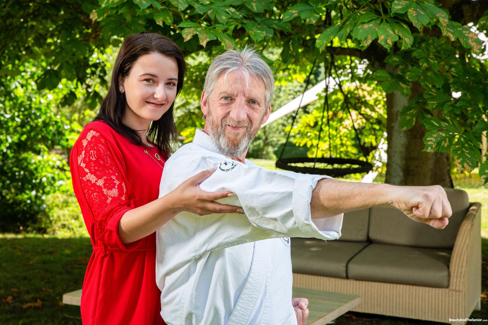 Outdoor karate practice