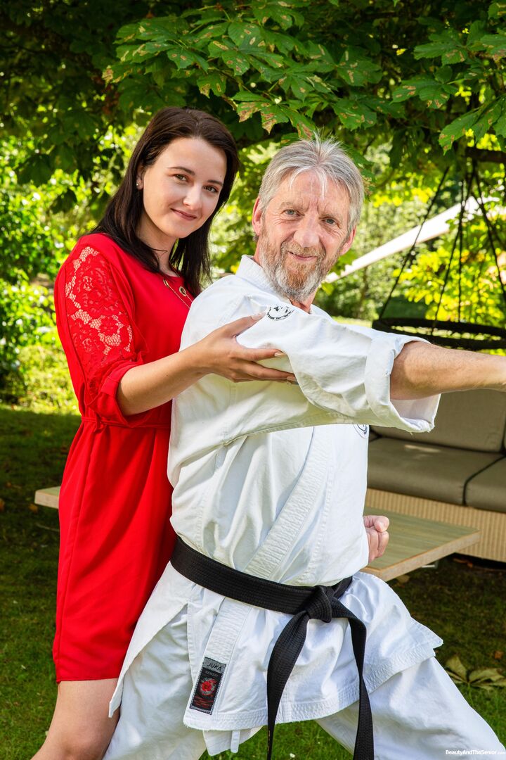 Outdoor karate practice